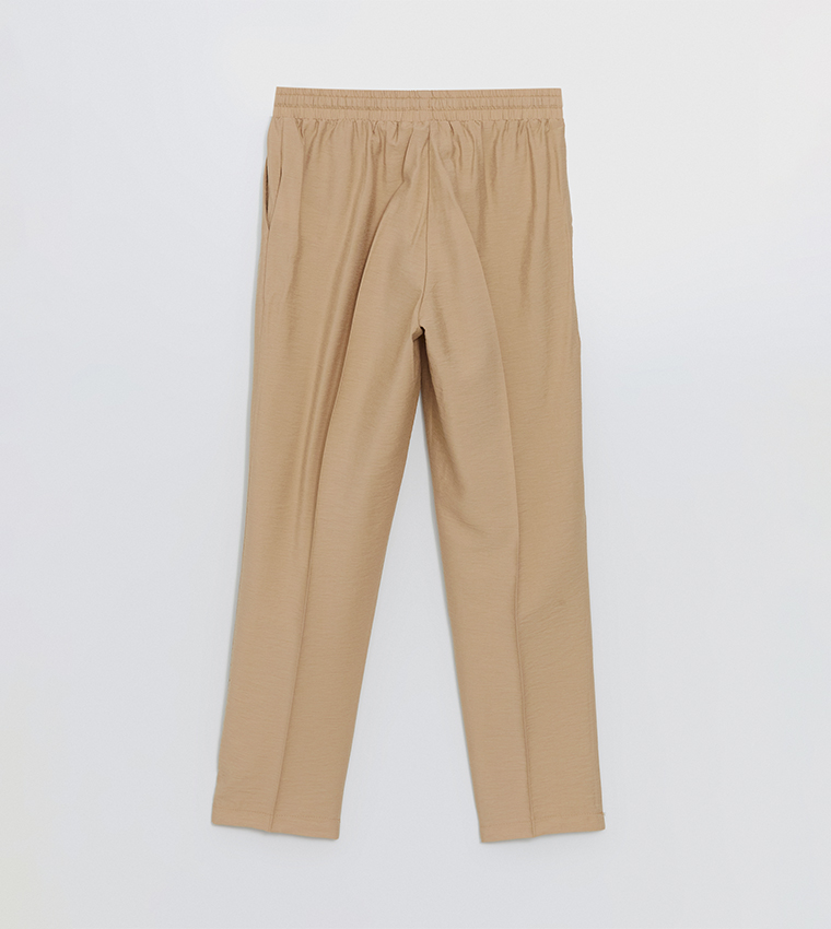 Drawstring Waist Carrot Fit Pants
