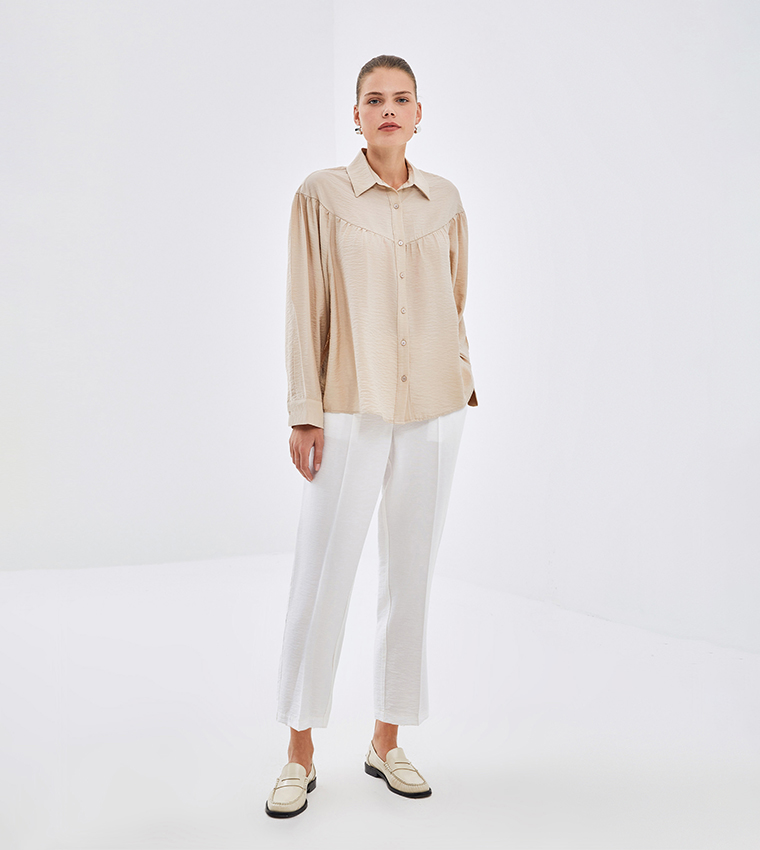 Drawstring Waist Carrot Fit Pants