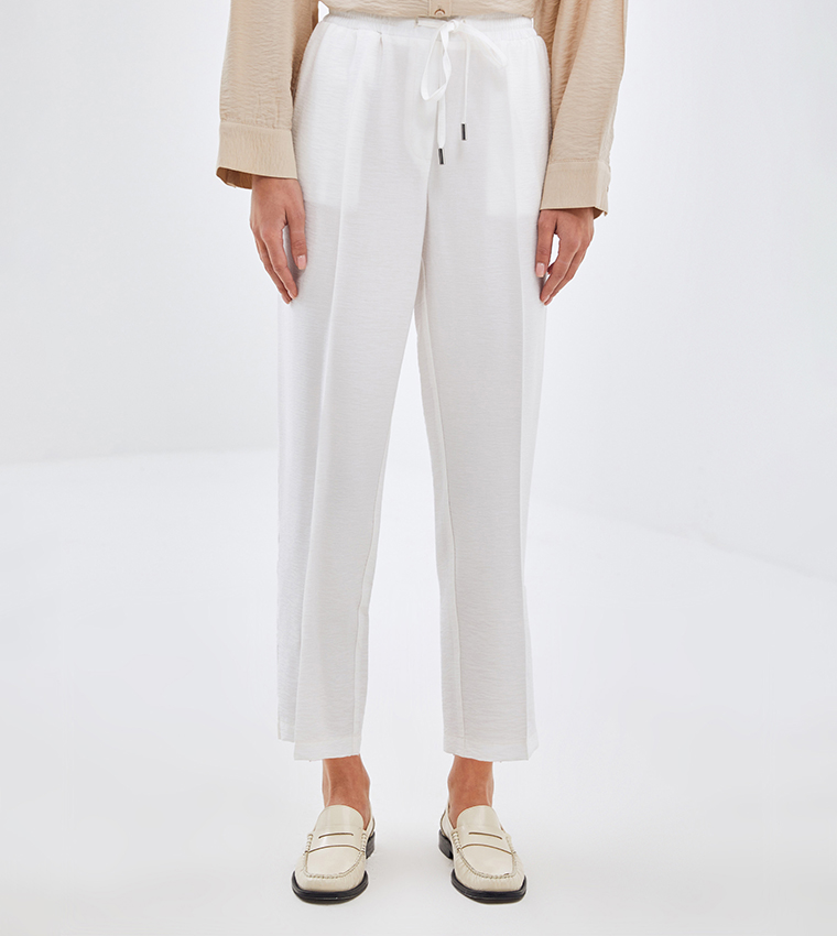 Drawstring Waist Carrot Fit Pants