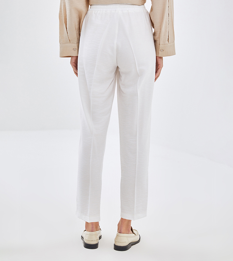 Drawstring Waist Carrot Fit Pants