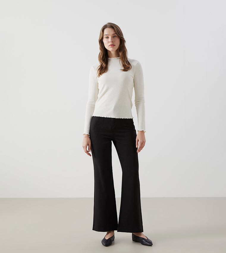 Elastic Waist Wide Leg Trousers