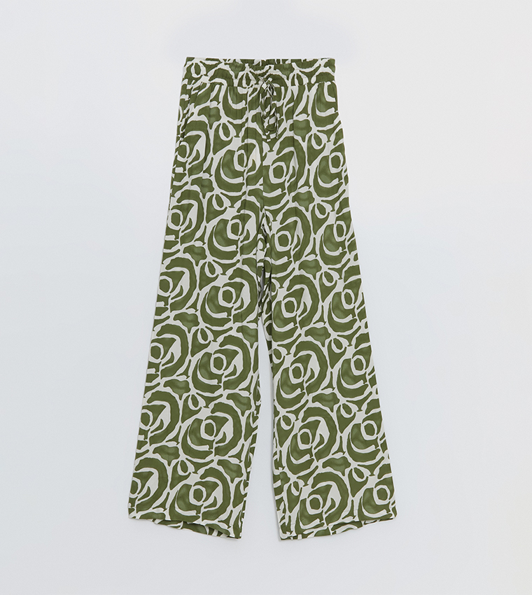 Patterned Elastic Waist Pants