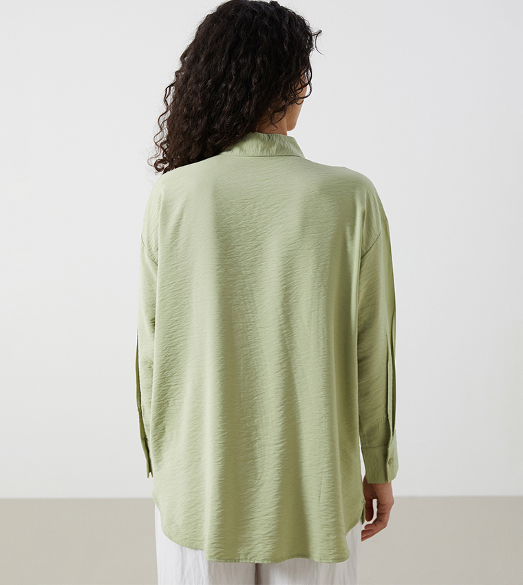 Textured Long Sleeves Tunic Shirt