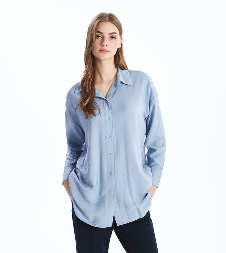 Crinkled Long Sleeves Shirt Tunic 