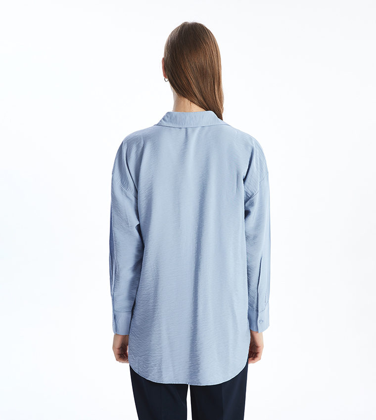 Crinkled Long Sleeves Shirt Tunic 