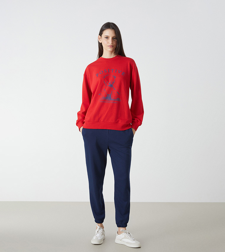 Solid Elastic Waist Joggers