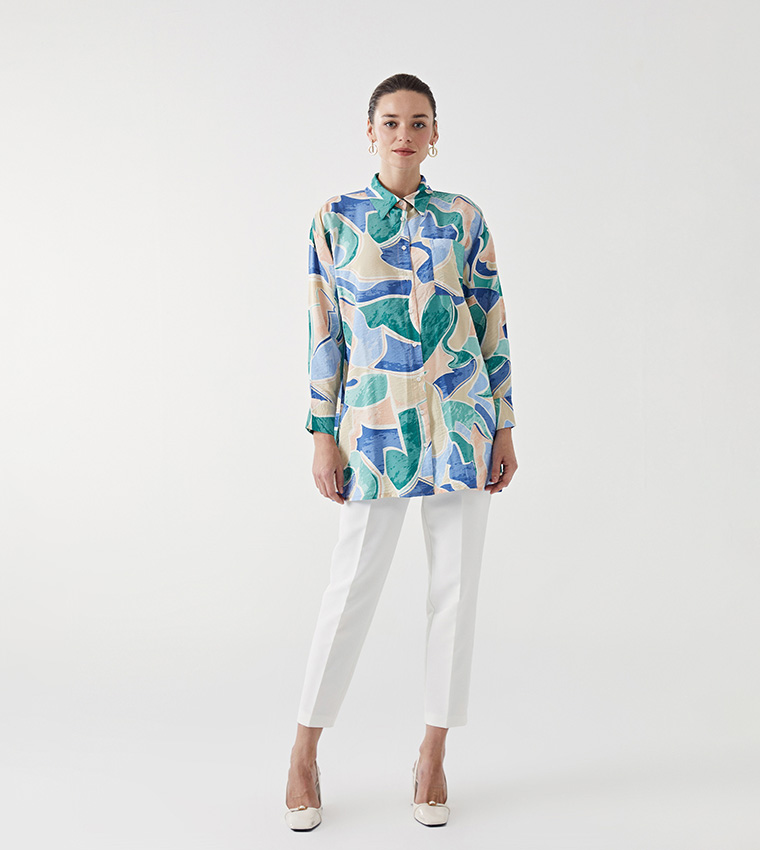 Patterned Long Sleeves Shirt Tunic