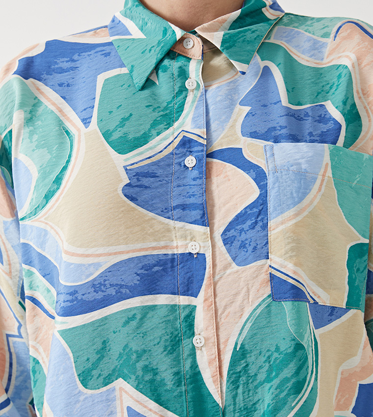 Patterned Long Sleeves Shirt Tunic