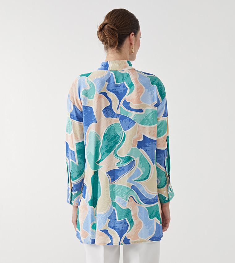 Patterned Long Sleeves Shirt Tunic
