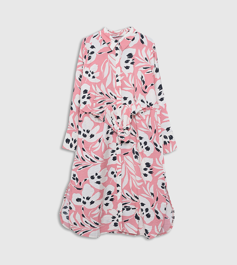 Printed Long Sleeves Tunic Dress