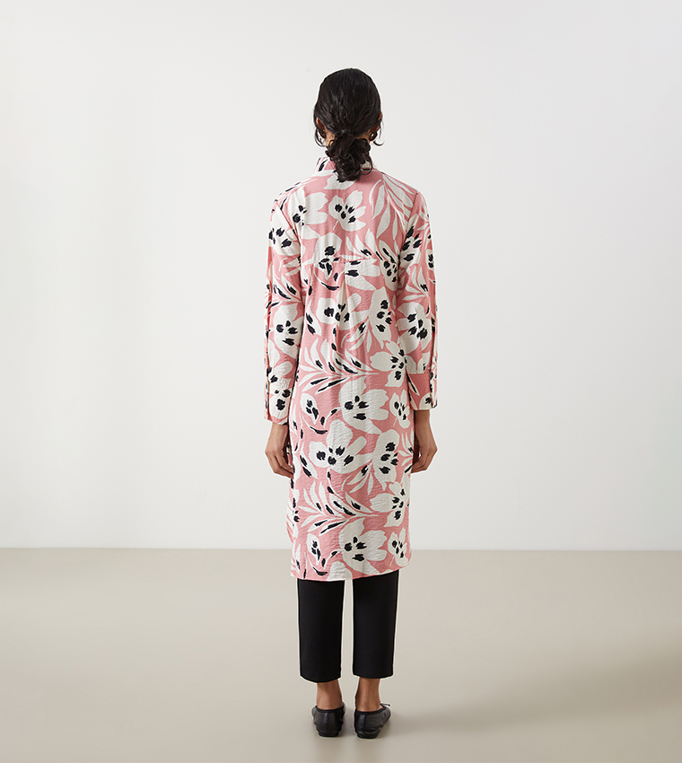 Printed Long Sleeves Midi Dress