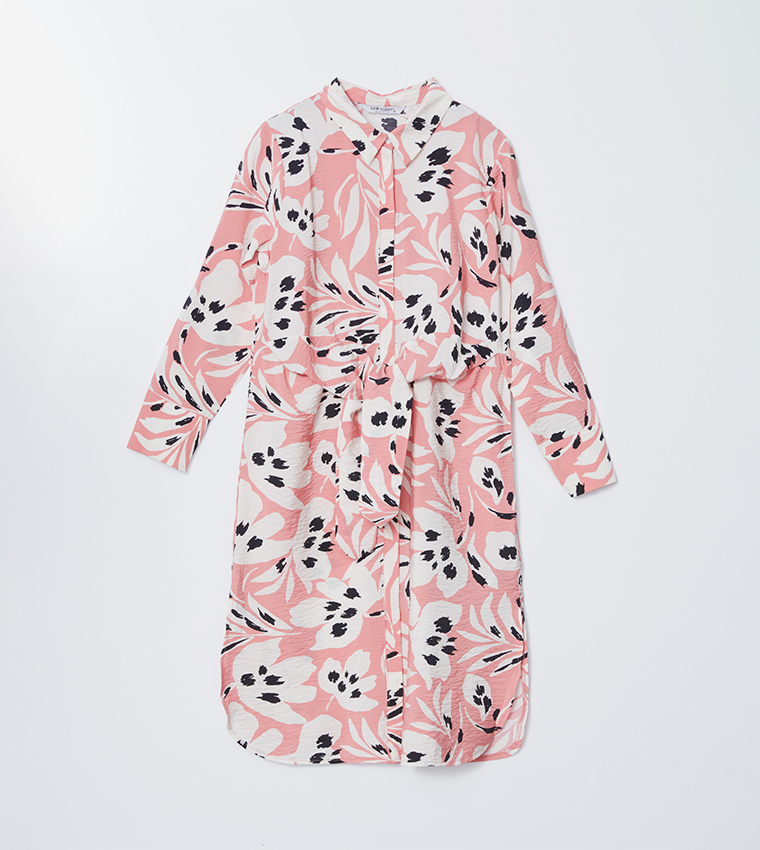 Printed Long Sleeves Midi Dress