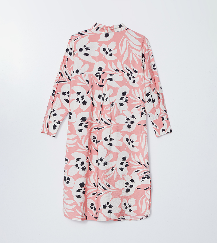 Printed Long Sleeves Midi Dress
