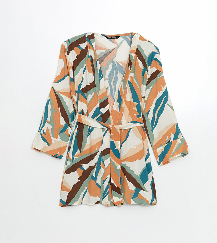 Patterned Long Sleeves Woven Kimono