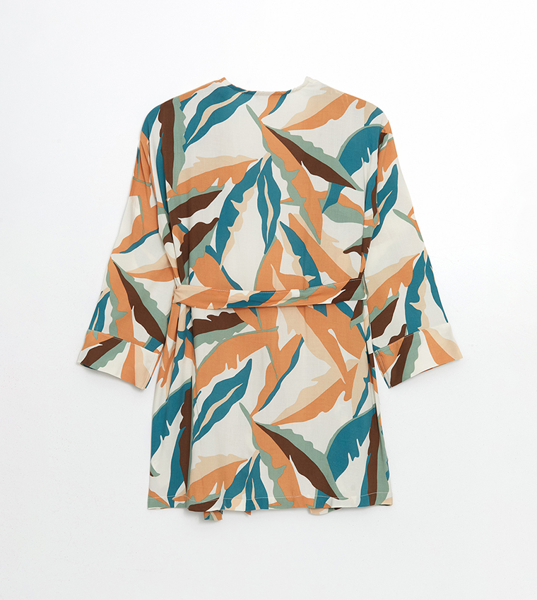 Patterned Long Sleeves Woven Kimono