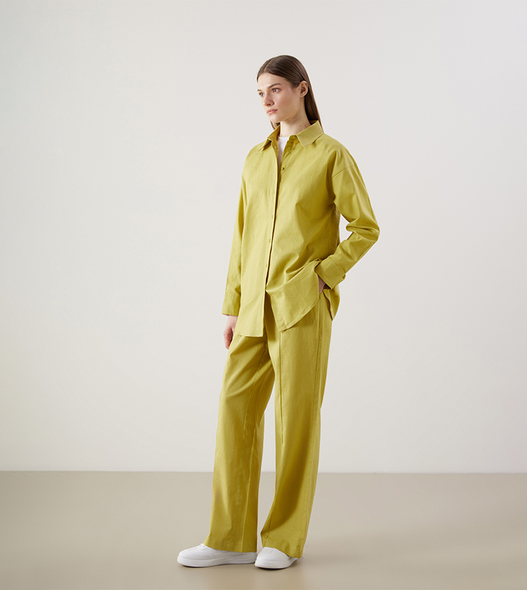 Linen Blend Long Sleeves Oversized Shirt