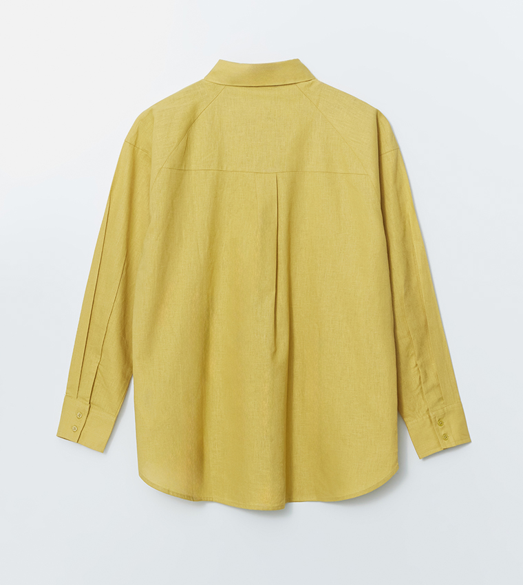 Linen Blend Long Sleeves Oversized Shirt