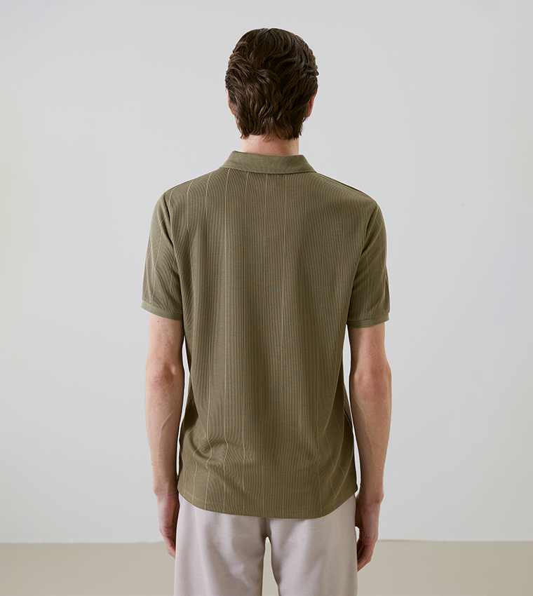 Ribbed Short Sleeves Polo T-Shirt