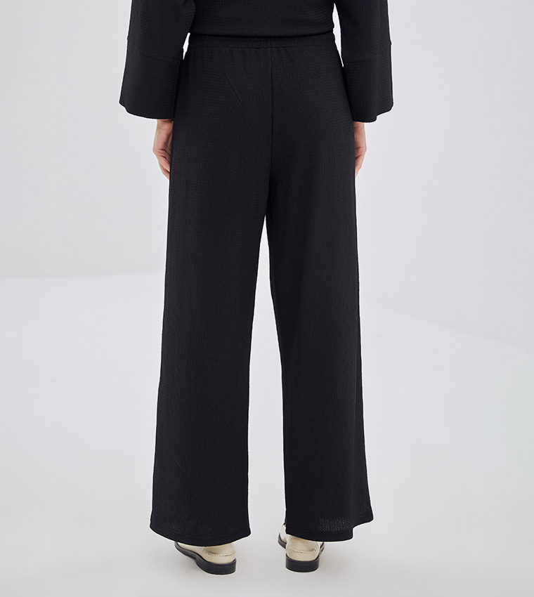 Textured Elastic Waist Sweatpants