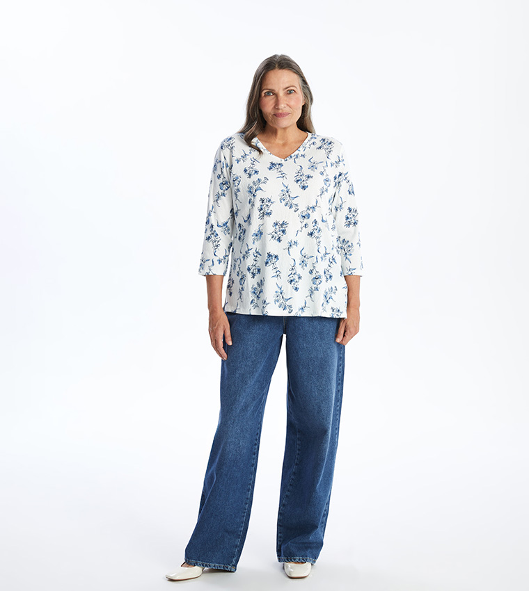 Floral Patterned V-Neck Top