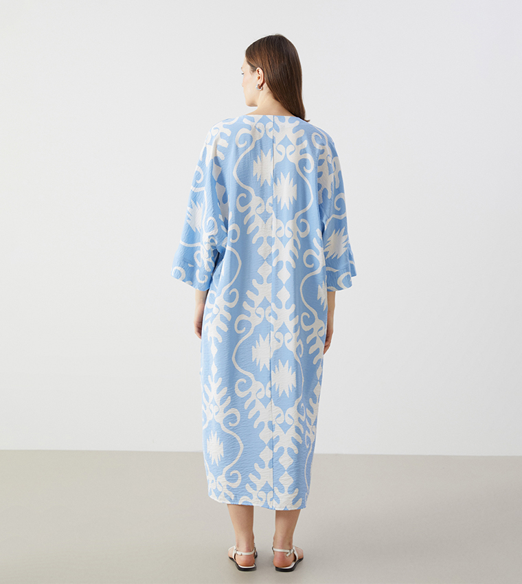 Patterned V-Neck Midaxi Dress