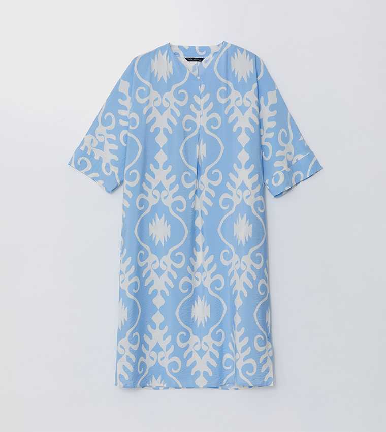 Patterned V-Neck Midaxi Dress