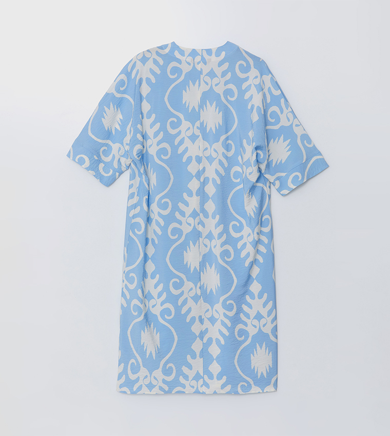 Patterned V-Neck Midaxi Dress