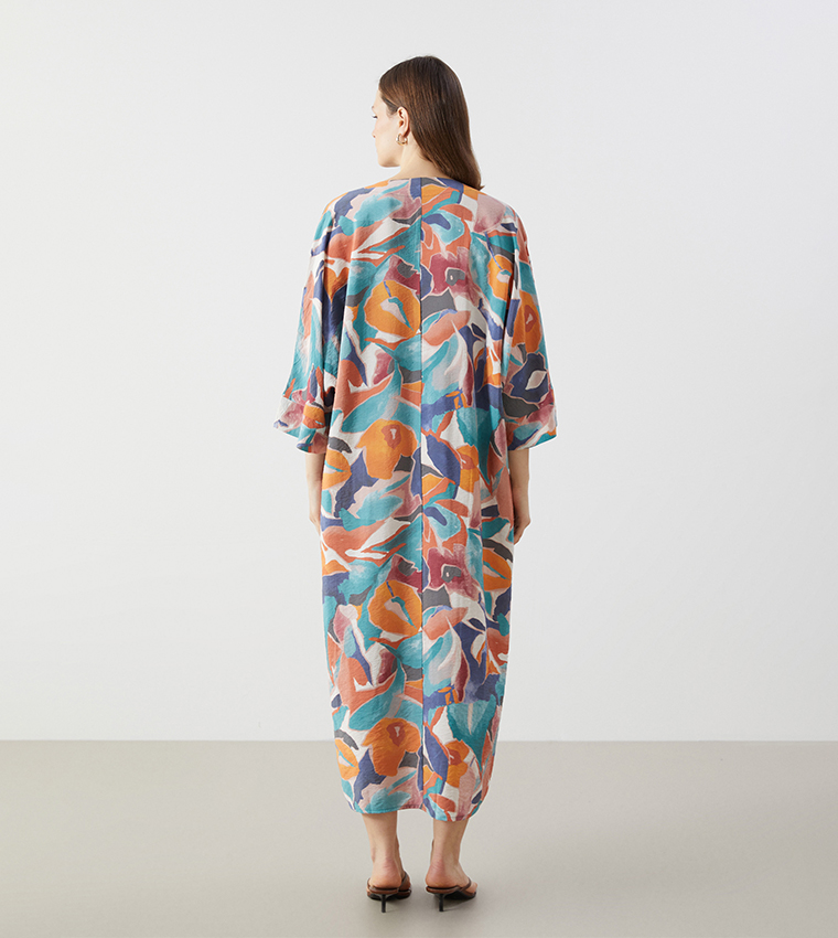 Patterned V-Neck Midaxi Dress