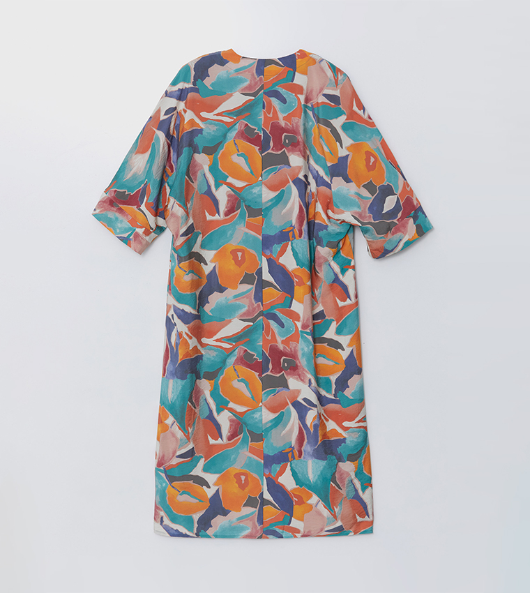 Patterned V-Neck Midaxi Dress