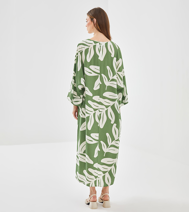 Patterned V-Neck Midaxi Dress
