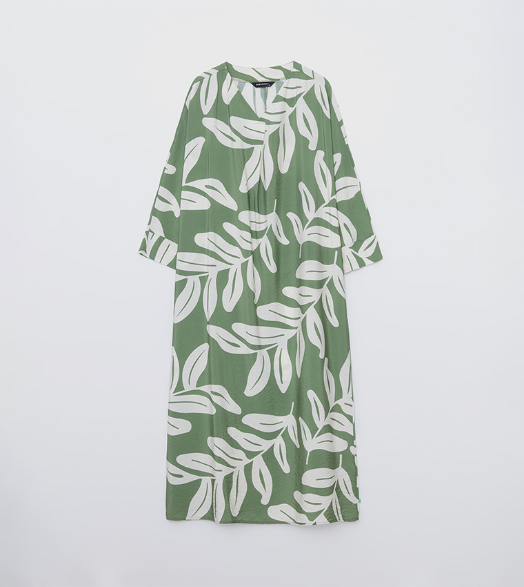 Patterned V-Neck Midaxi Dress