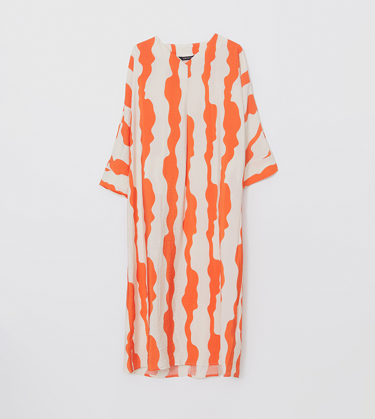 Patterned V-Neck Midaxi Dress