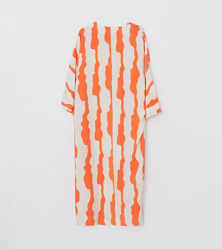 Patterned V-Neck Midaxi Dress