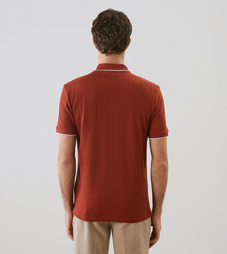 Textured Short Sleeves Polo T-Shirt