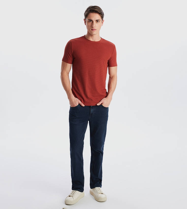 Textured Crew Neck T-Shirt