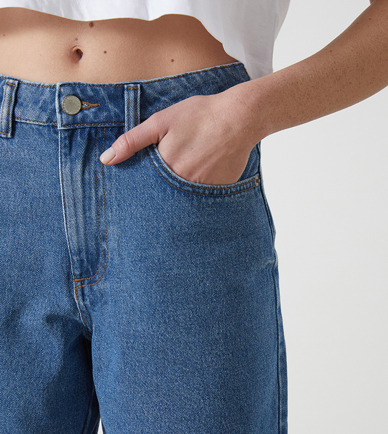 Washed High Waist Denim Shorts