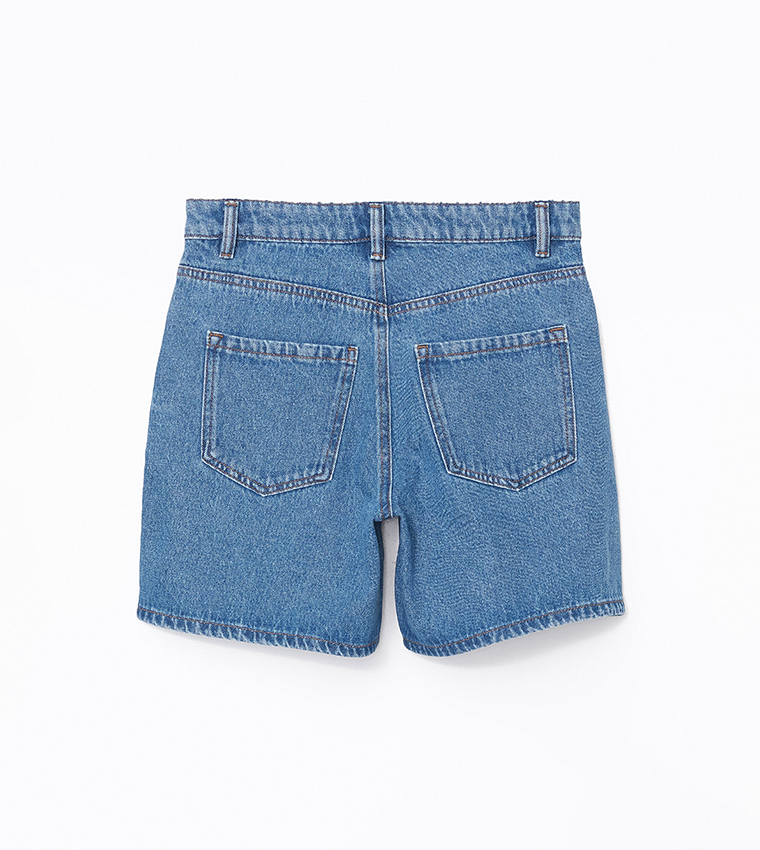Washed High Waist Denim Shorts