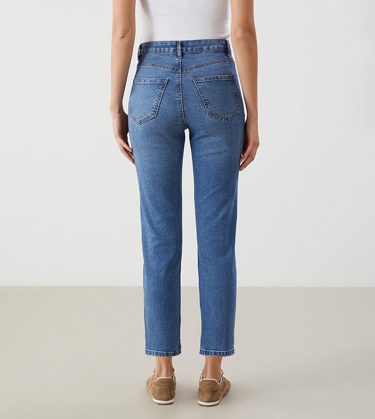 Washed High Waist Slim Fit Jeans