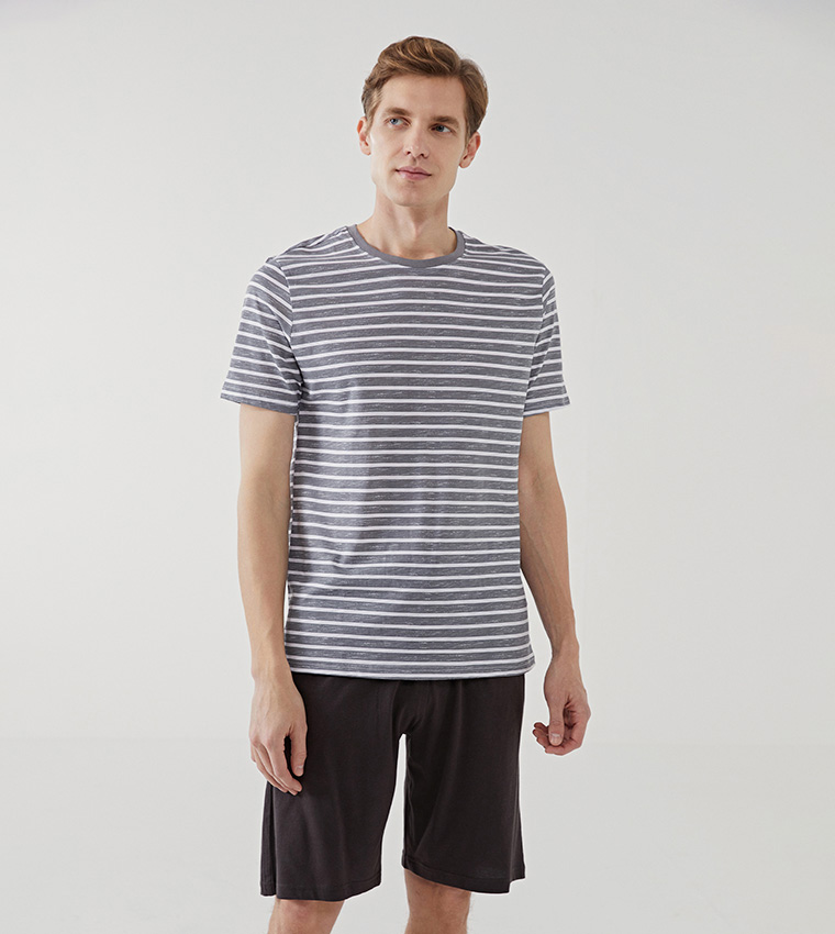 Striped Standard Fit Shorts Pajama Set