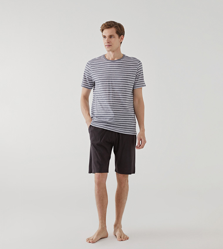 Striped Standard Fit Shorts Pajama Set