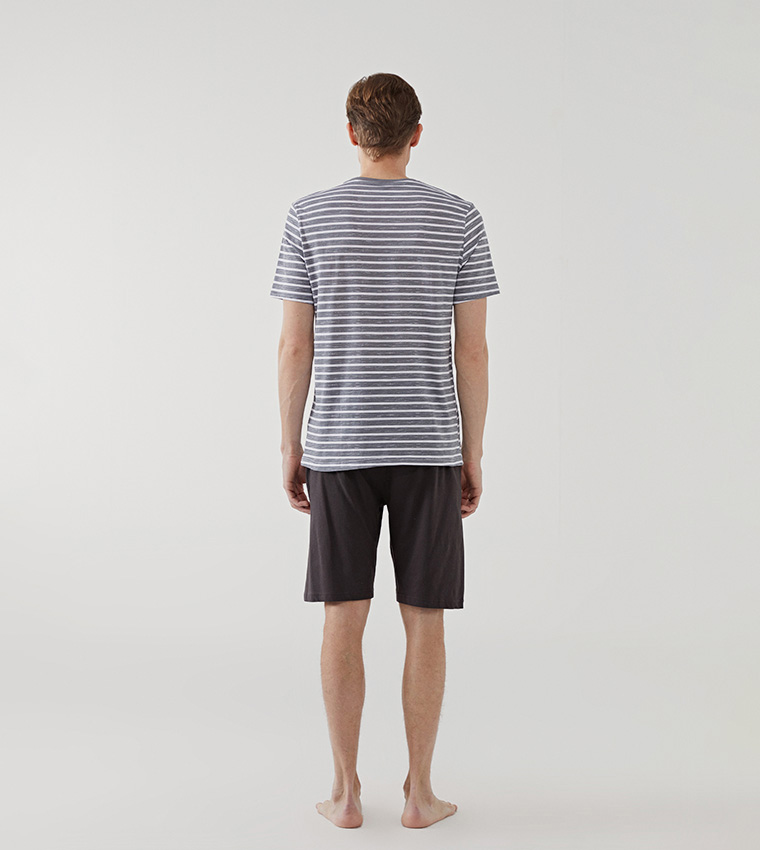 Striped Standard Fit Shorts Pajama Set
