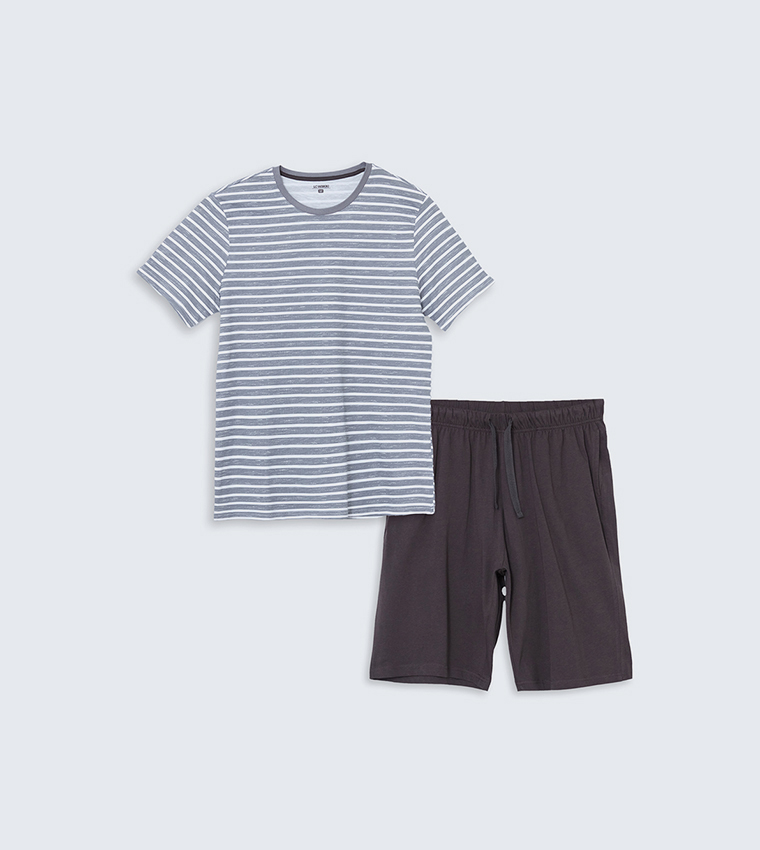 Striped Standard Fit Shorts Pajama Set