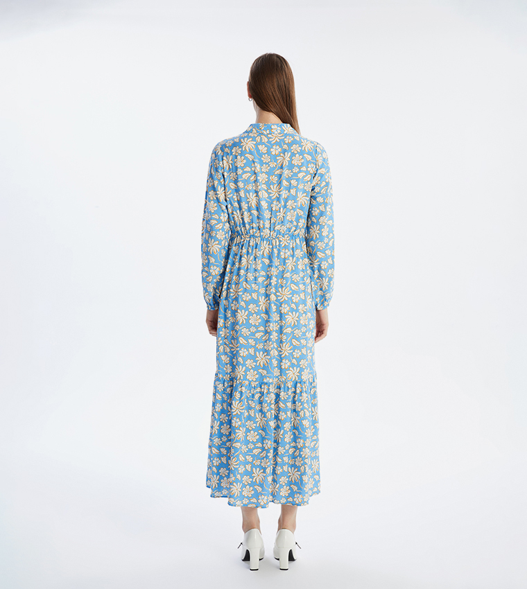 Printed Long Sleeves Midi Dress