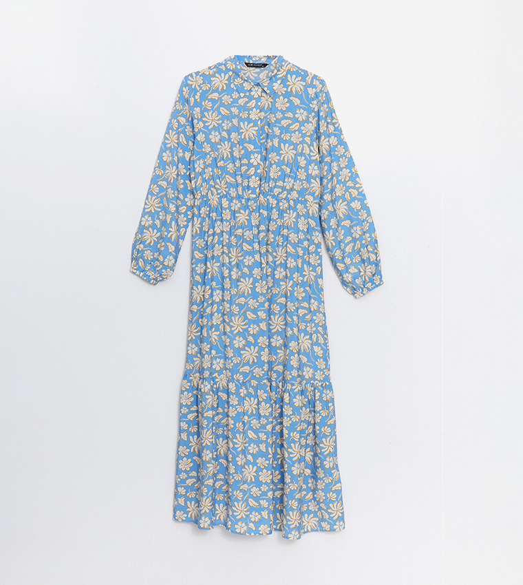 Printed Long Sleeves Midi Dress