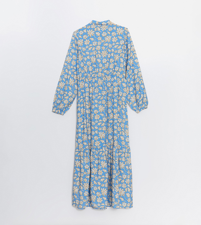Printed Long Sleeves Midi Dress