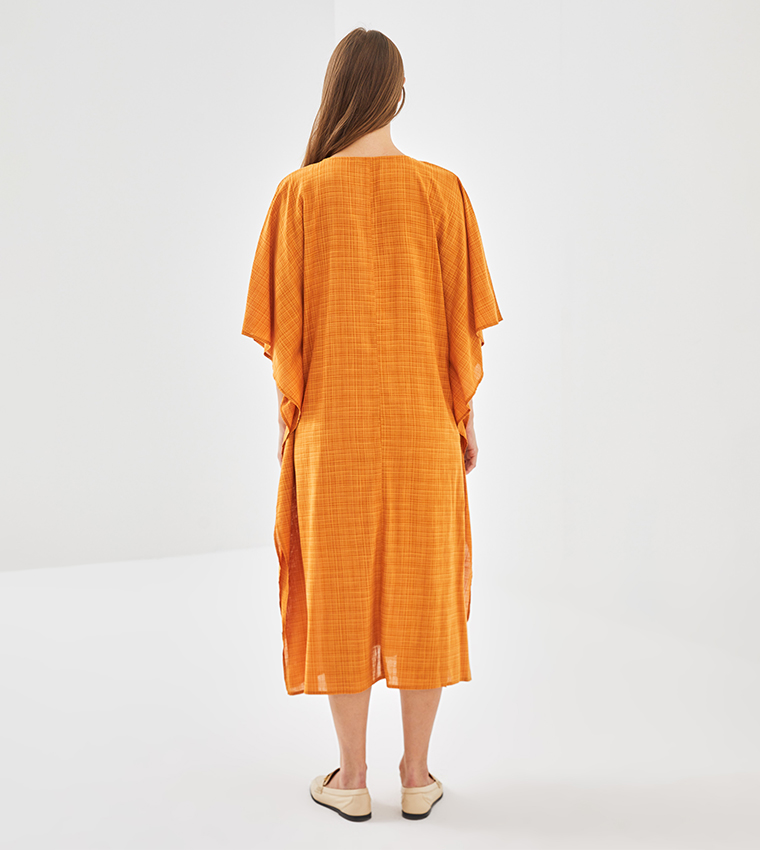 Patterned Flared Sleeves Midi Dress