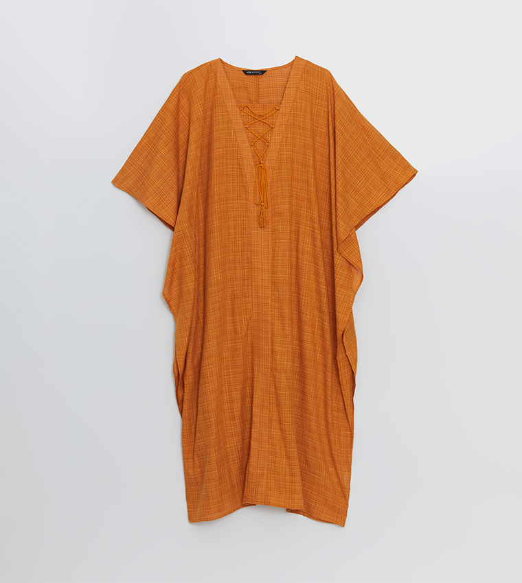 Patterned Flared Sleeves Midi Dress