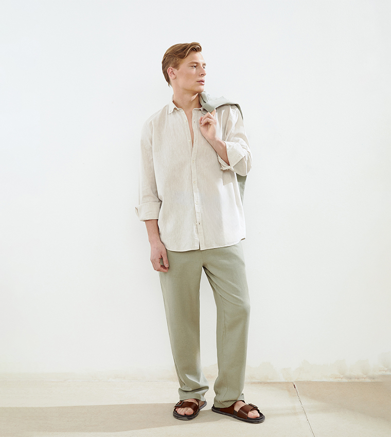 Solid Button-Down Collar Long Sleeves Shirt
