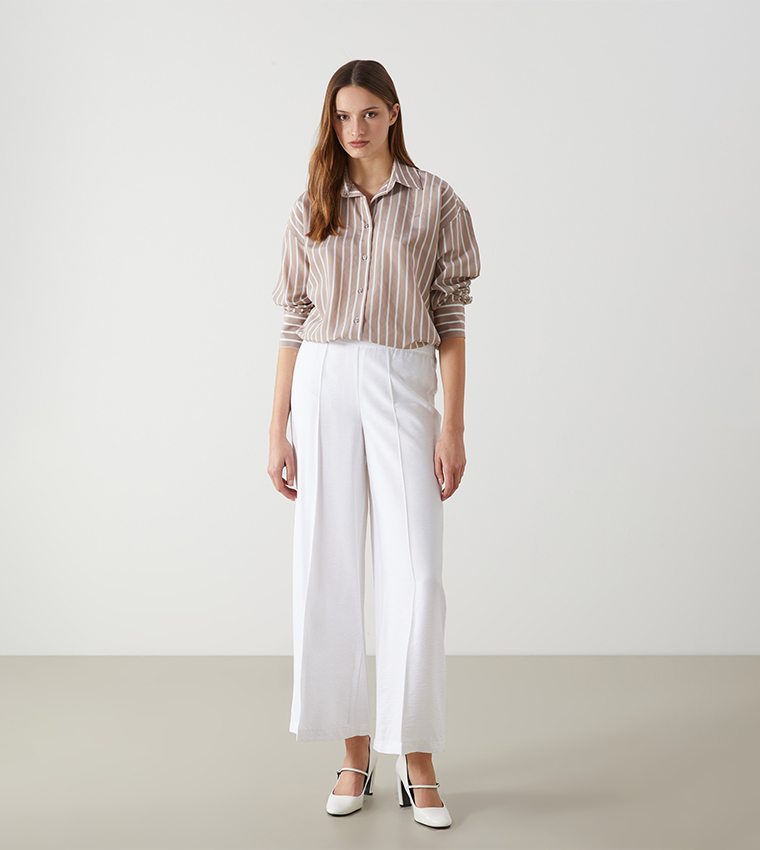 Elastic Waist Wide Leg Trousers