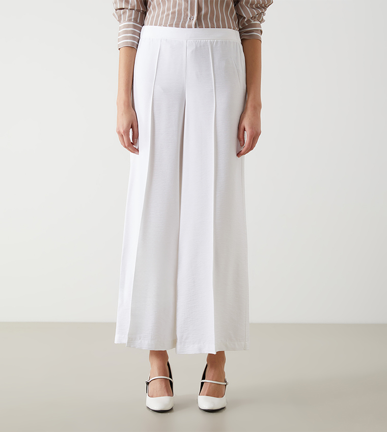 Elastic Waist Wide Leg Trousers